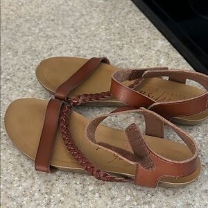 Girls Brown Leather Sandals
